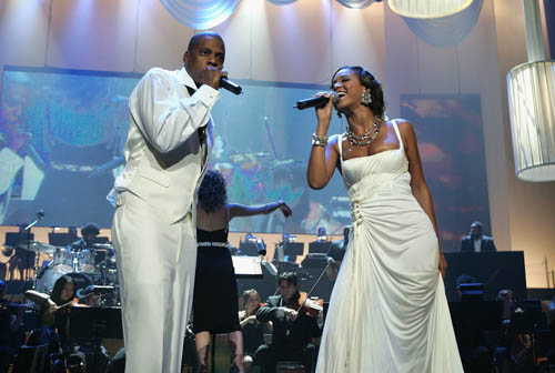 Beyonce and Jay-Z performing at Radio City Music Hall in June, 2006
