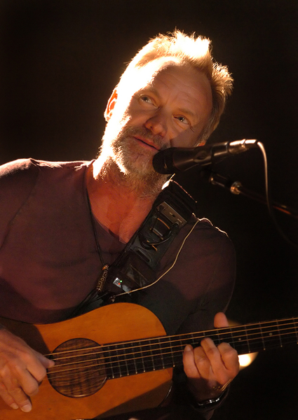 Sting performing in June 2008 in Manchester, England with the Police