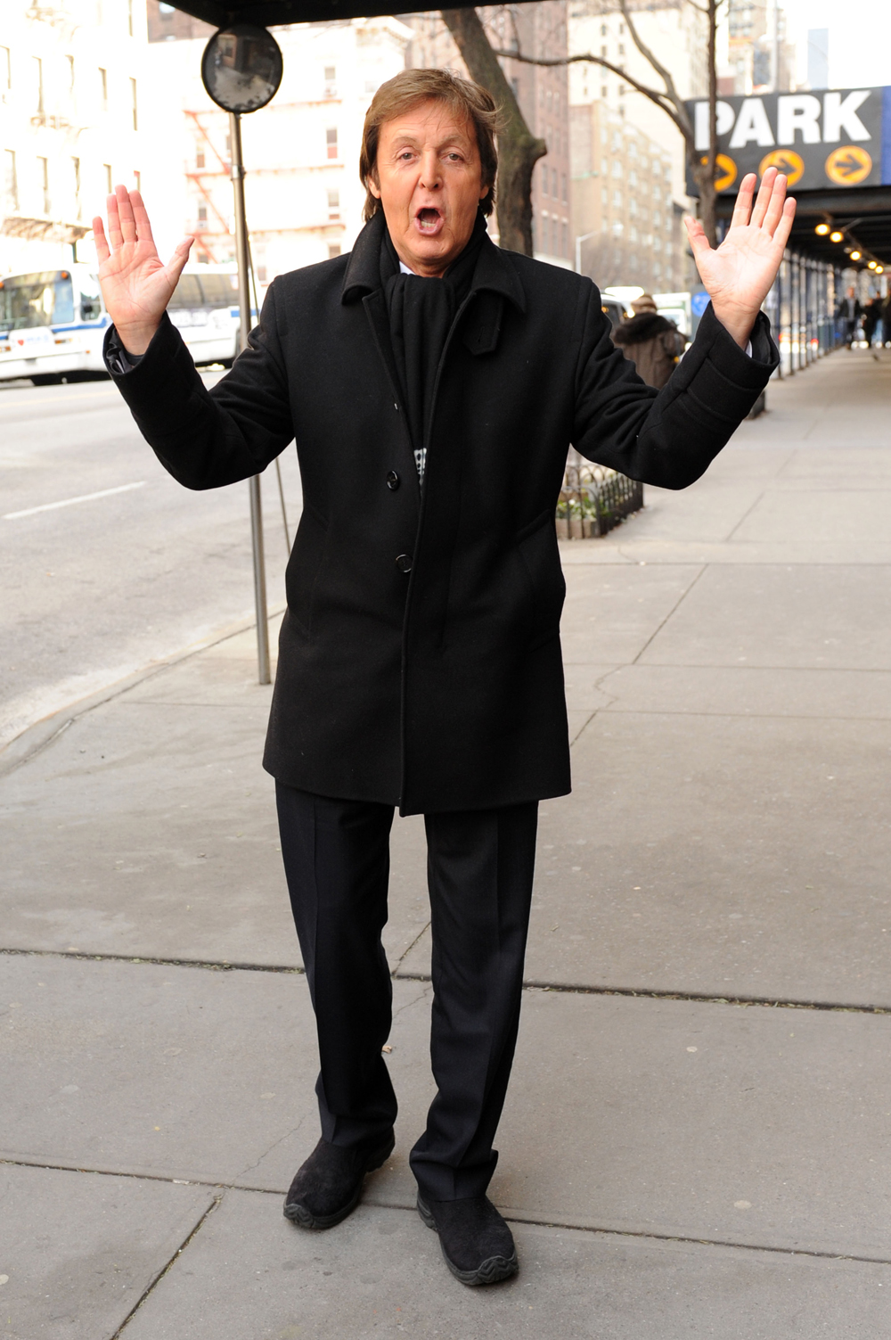 Paul McCartney posed for photographers on 57th Street in Manhatt