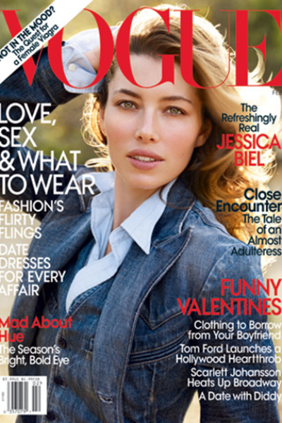 Jessica Biel is the cover girl for the February issue of Vogue Magazine 