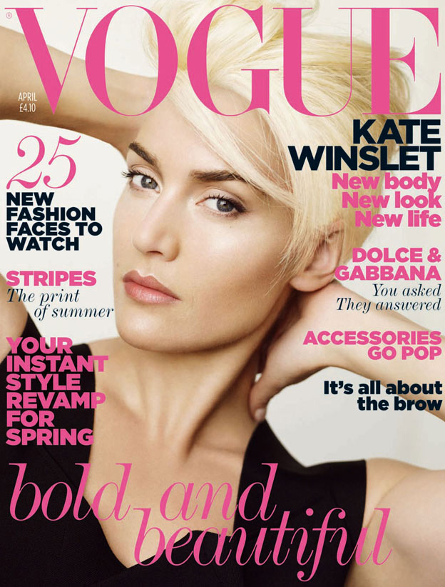 These are two photos from Kate Winslet's cover shoot with the April issue of