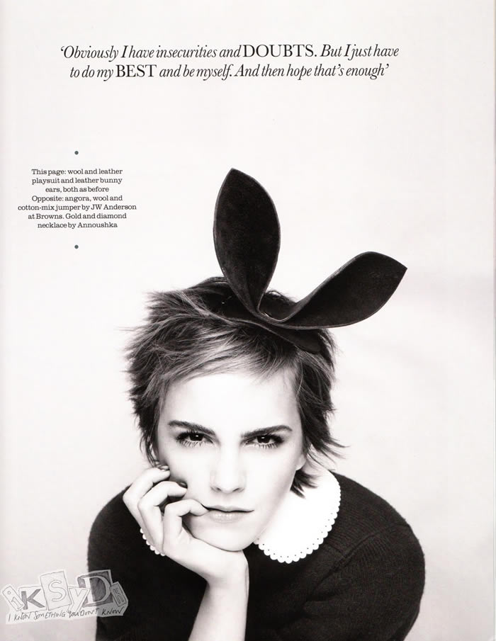 Cele bitchy Blog Archive Emma Watson covers Elle UK leather bunny ears 
