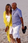 Def Jam records founder Russell Simmons goes for a walk with his new lady friend in Saint Barthelemy