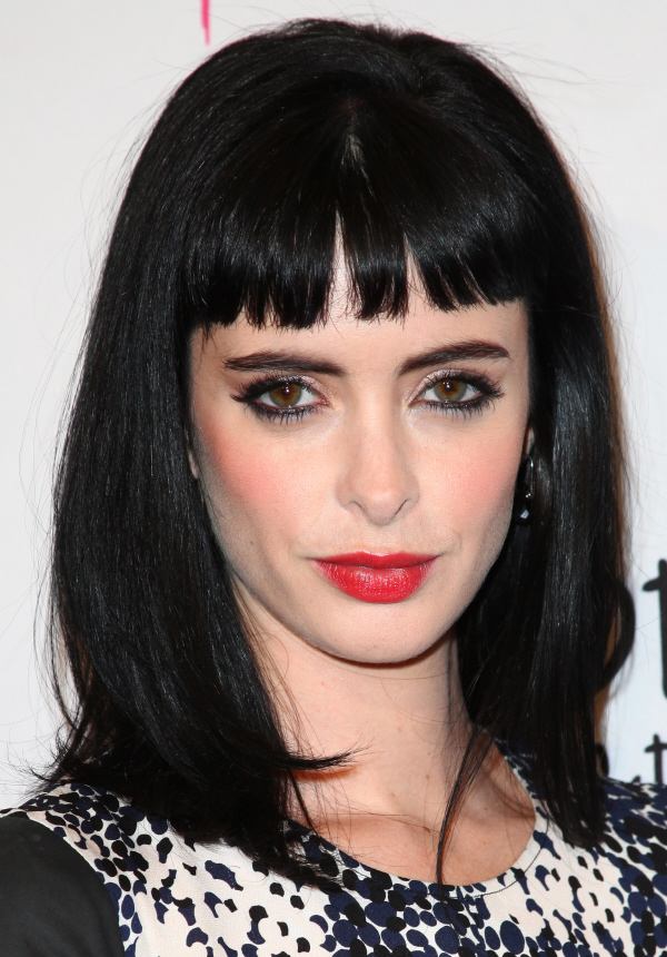 As for Krysten Ritter bangs She looks like she's wearing an awful wig As for Krysten Ritter bangs She looks like she's wearing an awful wig