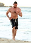Hugh Jackman Out For An Early Morning Swim