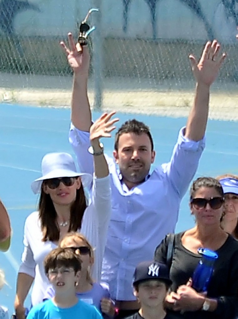 Ben Affleck and Jennifer Garner take their daughters to a children's running event in Pacific Palisades