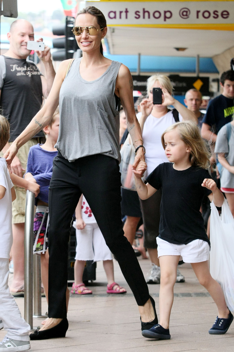 Angelina Jolie and her kids spend a day out shopping at Rose Bay in Sydney