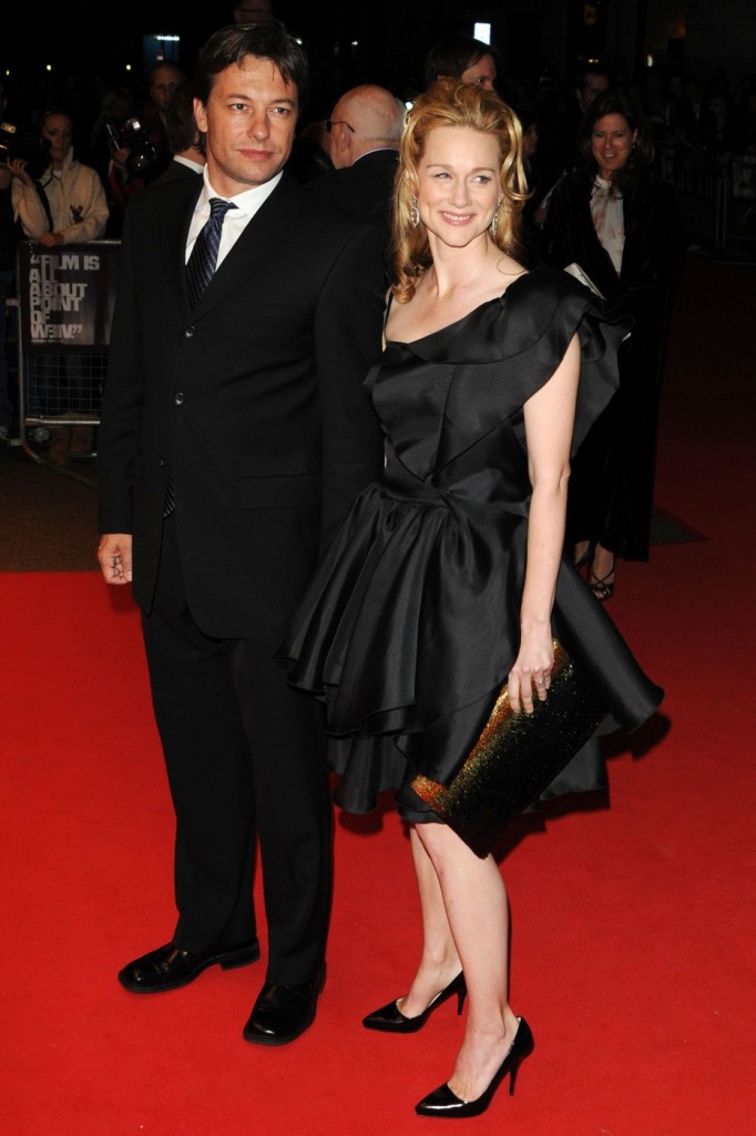 **RESTRICTIONS APPLY** Laura Linney and Marc Schauer at the premiere of "The Other Man" during London Film Festival