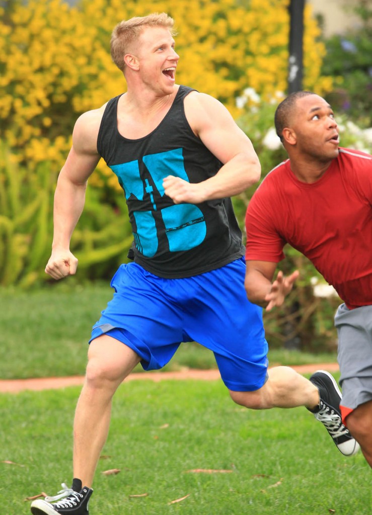 Sean Lowe Playing Football With Friends Before His Wedding