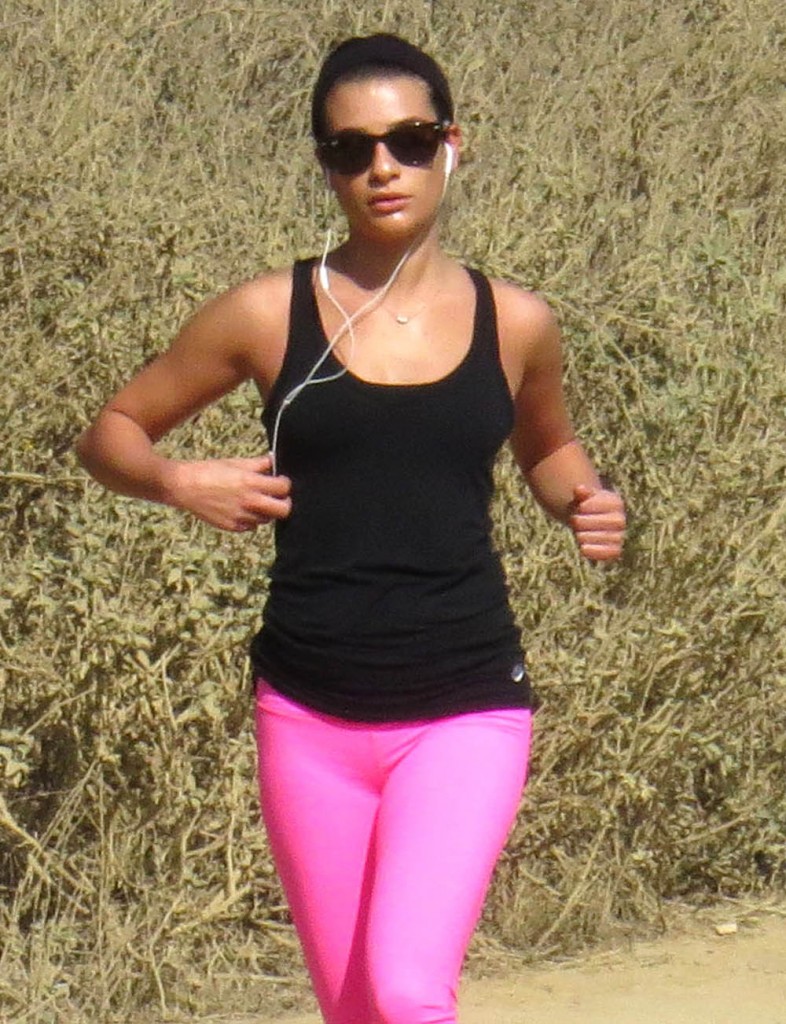 Exclusive... Lea Michele Out For A Jog In Runyon Canyon