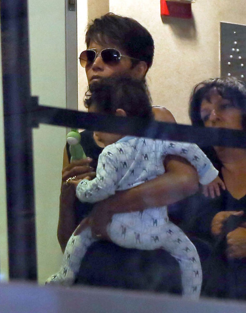 Exclusive... Halle Berry Catches A Flight With Her Baby Boy