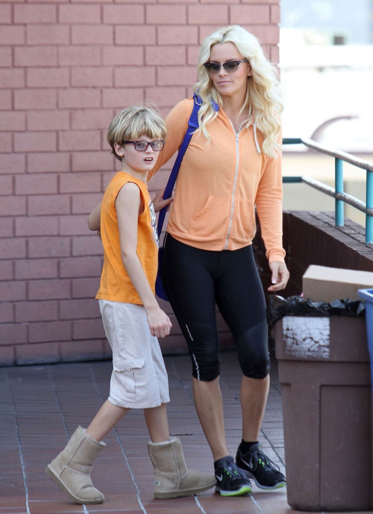 Exclusive...Jenny McCarthy Takes Her Son Evan Along to Pilates Class