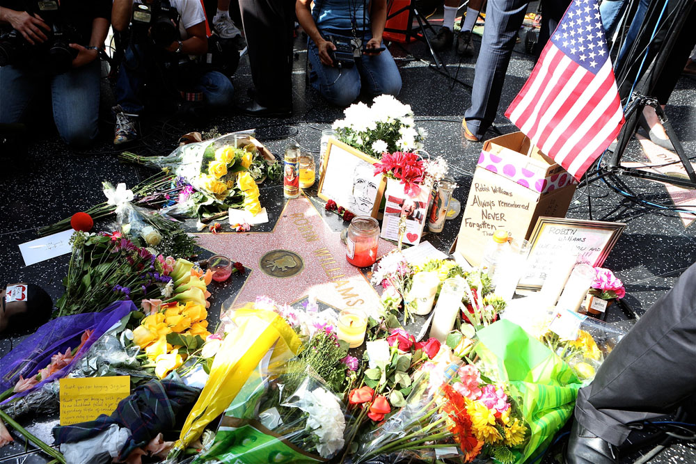 Memorials have been setup by fans for the late Robin Williams, following the news of his death yesterday