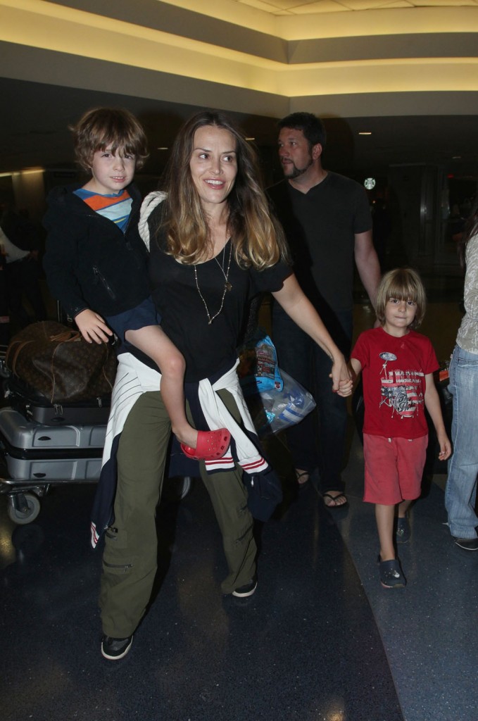 Brooke Mueller and her children at Los Angeles International Airport (LAX)