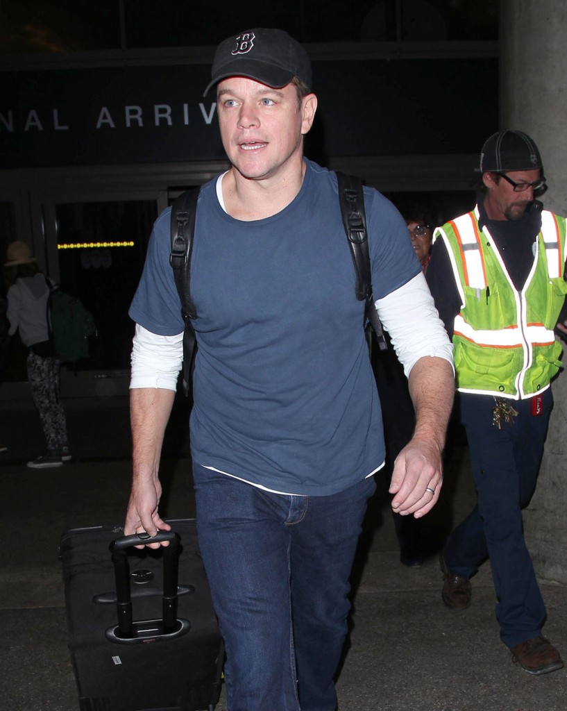 Matt Damon Arriving On A Flight At LAX