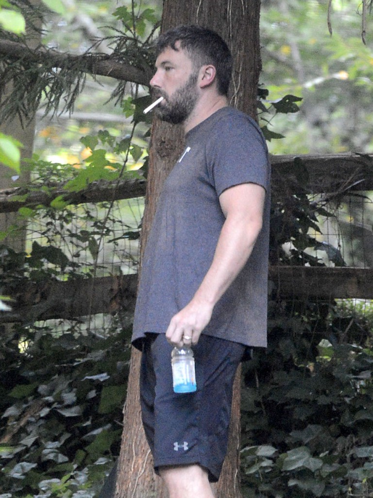 Exclusive... Ben Affleck Smokes A Cigarette On His Birthday