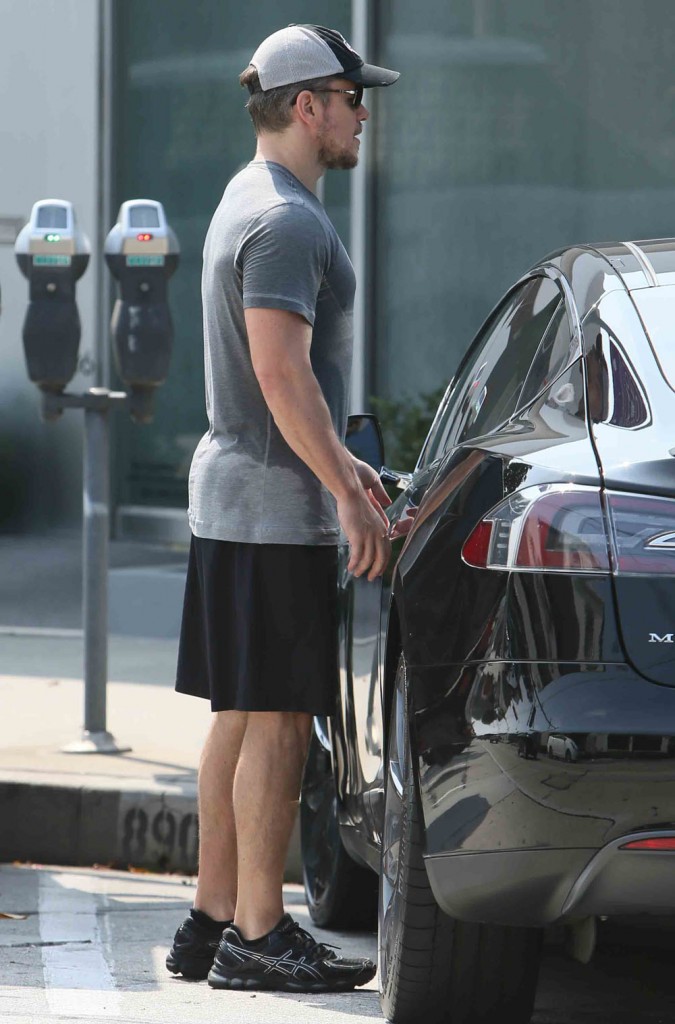 Matt Damon and his wife Luciana Barroso leave Rise Movement gym