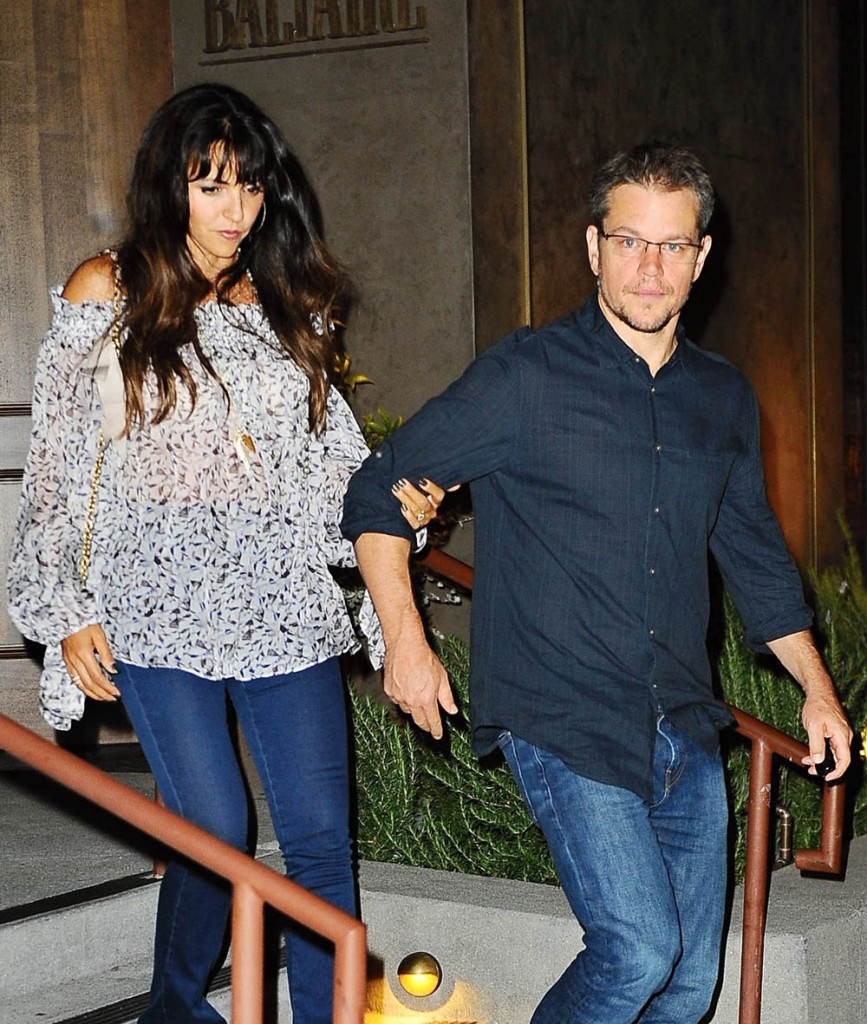 Matt Damon & Luciana Dine Out At Baltaire Restaurant