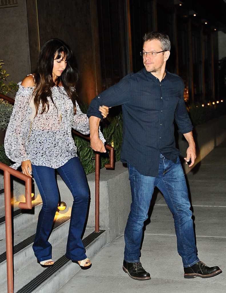 Matt Damon & Luciana Dine Out At Baltaire Restaurant