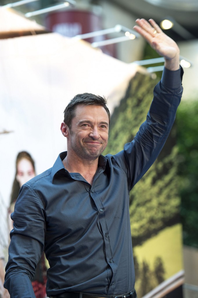Hugh Jackman attends a press conference for 'Pan'