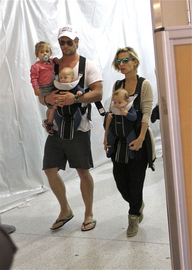 Chris Hemsworth and Elsa Pataky arrive at LAX
