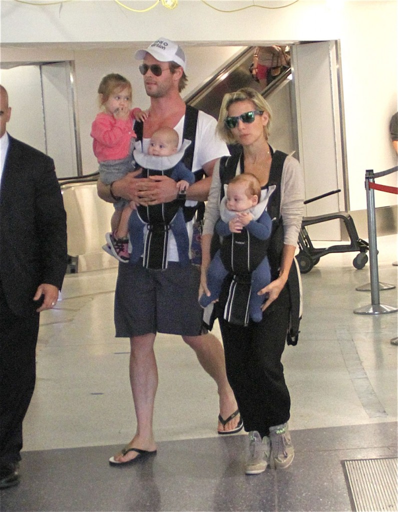 Chris Hemsworth and Elsa Pataky arrive at LAX