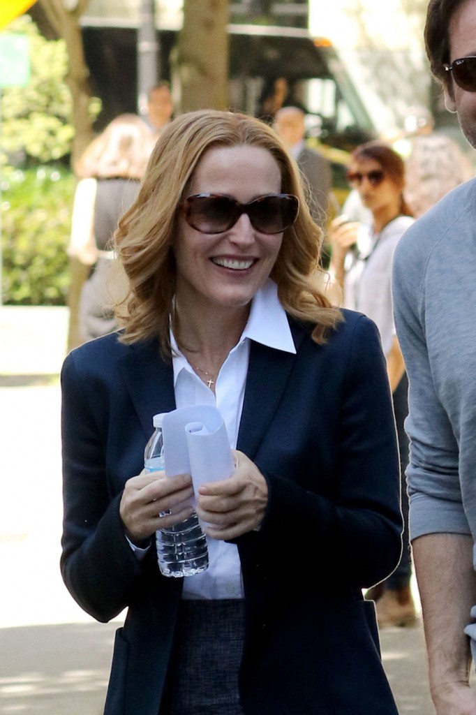 FIRST ON SET PHOTOS - David Duchovny and Gillian Anderson are joined by Joel McHale as they emerge on day 2 of filming 'The X-Files' reboot in Vancouver