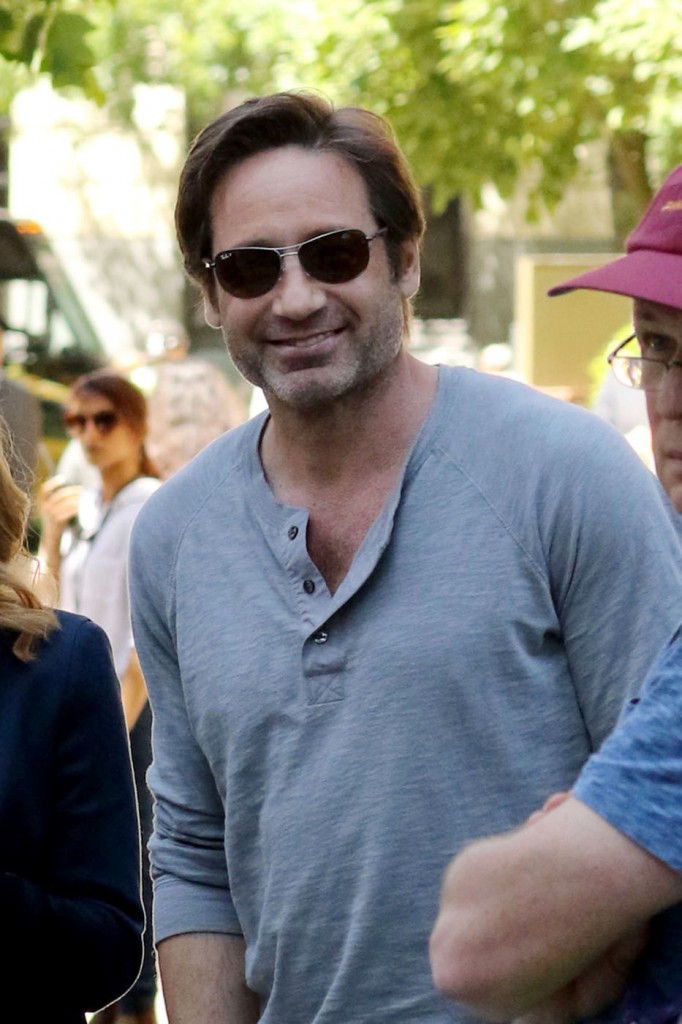 FIRST ON SET PHOTOS - David Duchovny and Gillian Anderson are joined by Joel McHale as they emerge on day 2 of filming 'The X-Files' reboot in Vancouver