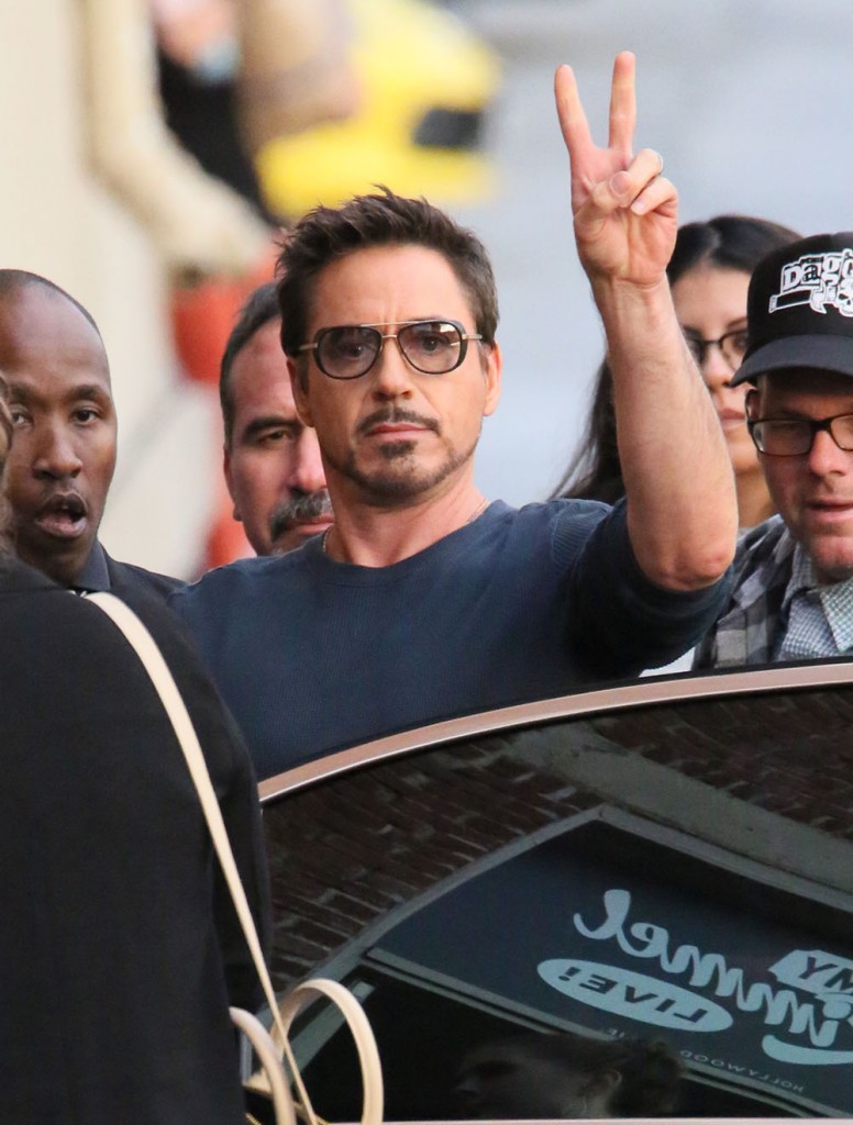 Robert Downey, Jr. seen arriving at the ABC studios for Jimmy Kimmel Live!