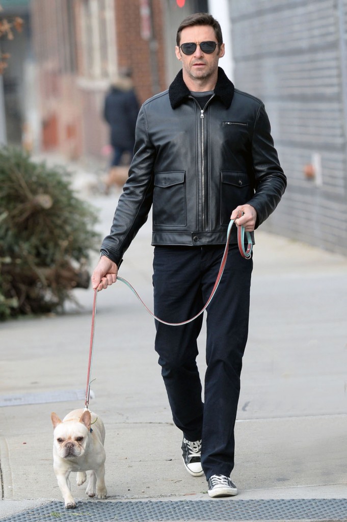 Hugh Jackman spends a day out with his wife Deborra-Lee Furness, daughter Ava Eliot and dogs in Manhattan, NYC