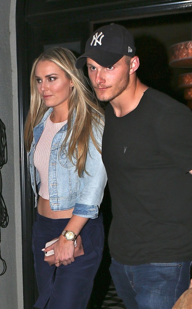 Lindsay Vonn leaves Craig's restaurant with a friend