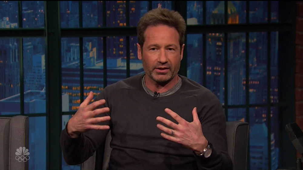 David Duchovny during an appearance on NBC's 'Late Night with Seth Meyers.'