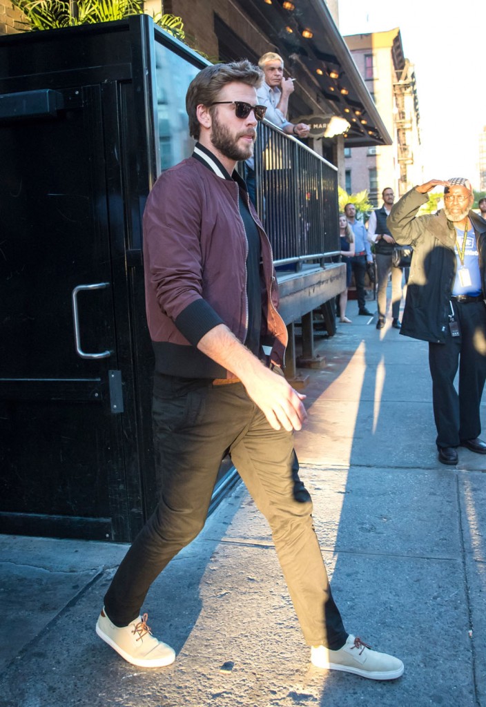 Miley Cyrus and Liam Hemsworth leaving Soho House