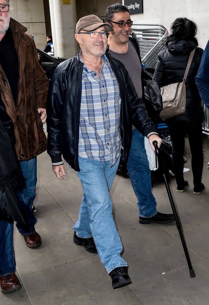 Phil Collins arrives at the BBC Radio 1 studios