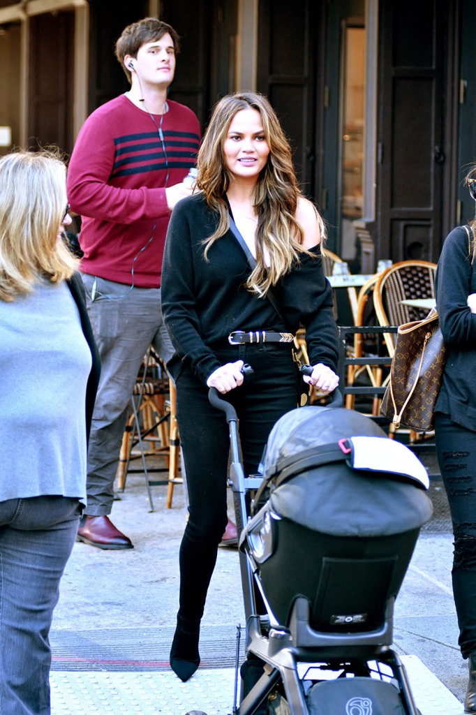 Chrissy Teigen out and about with her baby