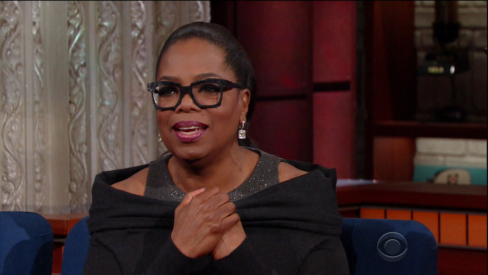 Oprah Winfrey during an appearance on CBS's 'The Late Show with Stephen Colbert.'
