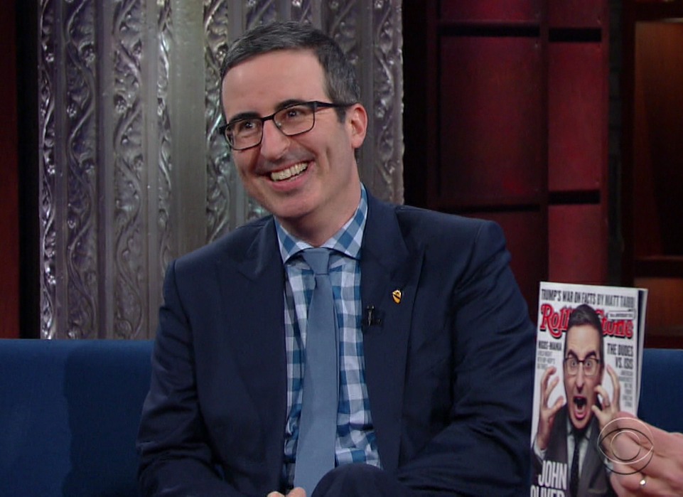 John Oliver during an appearance on CBS's 'The Late Show with Stephen Colbert.'