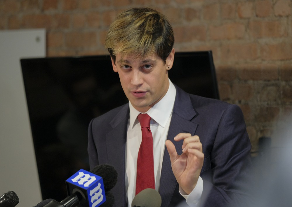 Milo Yiannopoulos holds a press conference In which he quits Brietbart News