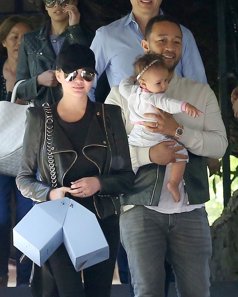 John Legend And Chrissy Teigen Take Their Baby To A Party In Bel-Air