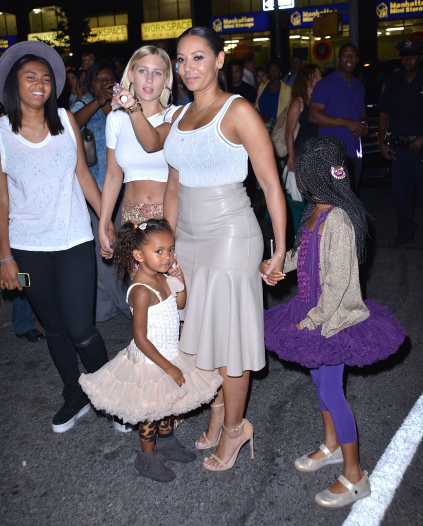 Mel B and her family outside Trump SoHo New York Hotel