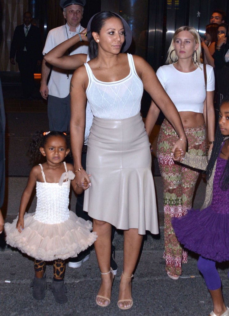 Mel B and her family outside Trump SoHo New York Hotel