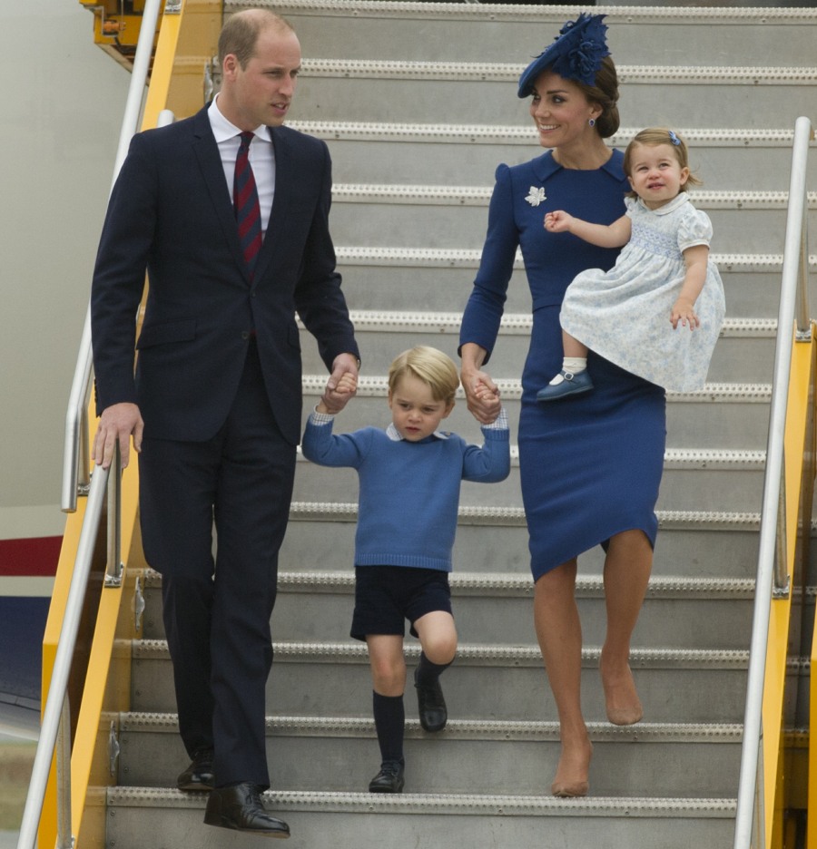 The Duke and Duchess of Cambridge arrive with Prince George and Princess Charlotte at Victoria Airport to start their Canadian tour