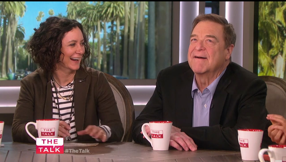 John Goodman and Sara Gilbert during an appearance on CBS's 'The Talk.'