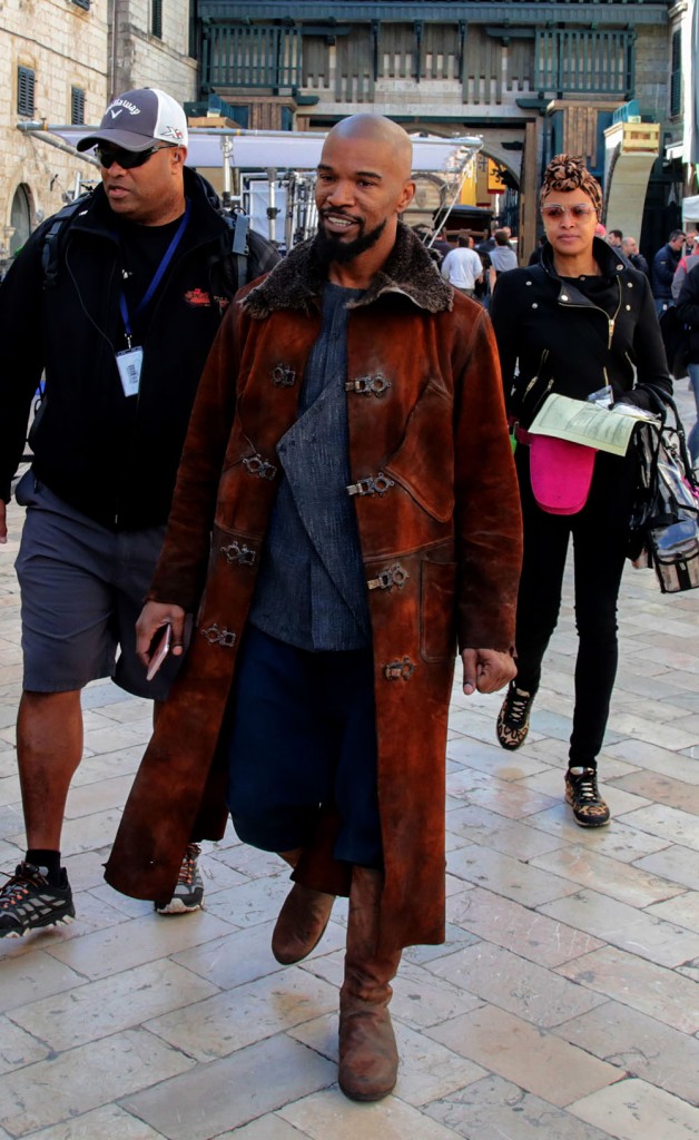 Jamie Foxx on the set of 'Robin Hood: Origins'