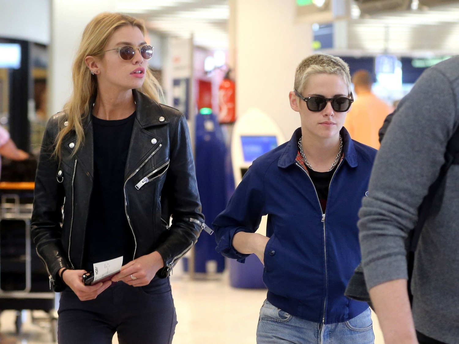 Kristen Stewart and girlfriend Stella Maxwell arriving at Paris Orly Airport