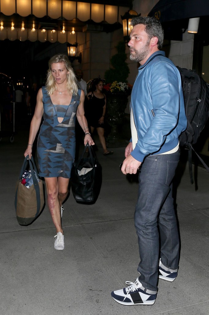 Ben Affleck and Lindsay Shookus check out of the Ritz hotel after a rendezvous in NYC