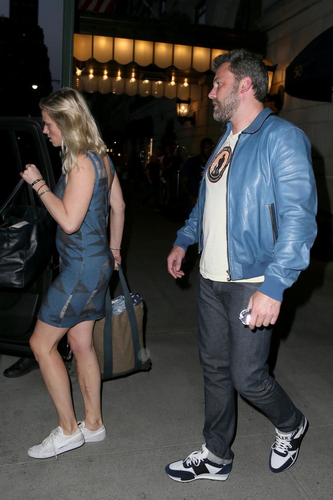 Ben Affleck and Lindsay Shookus check out of the Ritz hotel after a rendezvous in NYC