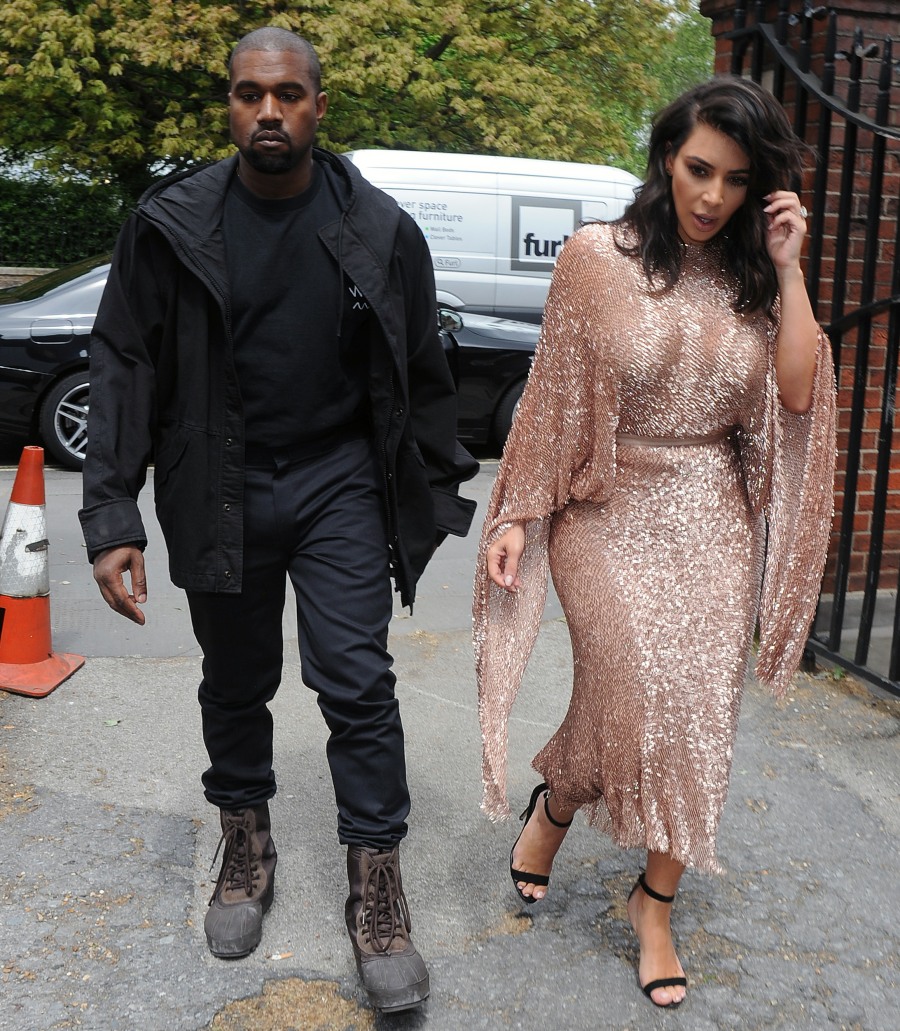Kim Kardashian and Kanye West leave their hotel and head to The Vogue 100 Festival