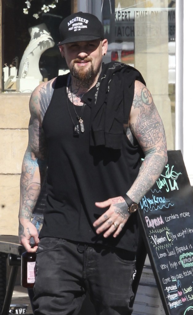 Benji Madden leaving a Barber shop with his brother Josh Madden