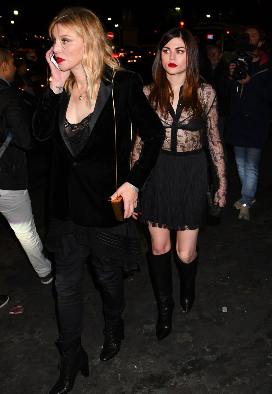 Courtney Love and Frances Bean Cobain leave the Saint Laurent show in Paris